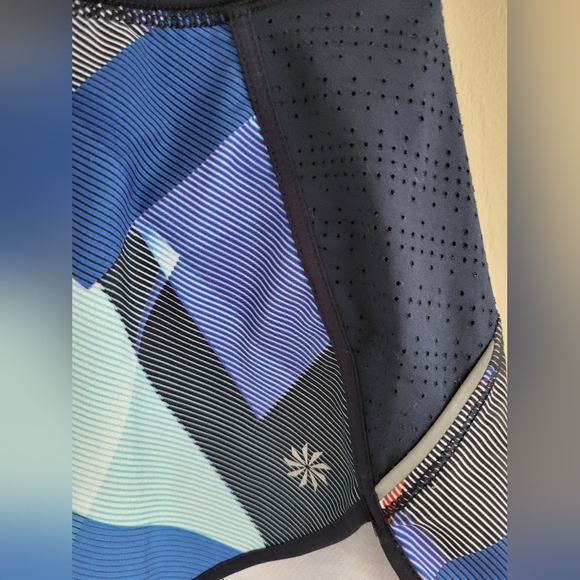 Athleta 'Ready Set Go' Blue Geometric Lined Running Shorts, Size Small - Picture 4 of 6